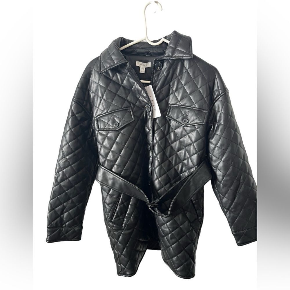 Top Shop Quinn Faux Leather Jacket Size UK 8/US 4